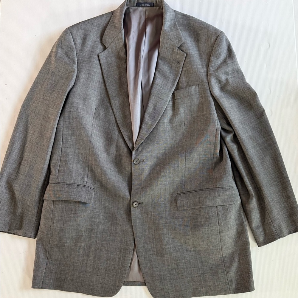 Vtg Austin Reed USA Made 44‎ XL 38x34 Gray Striped Wool Mens Jacket Pants Suit